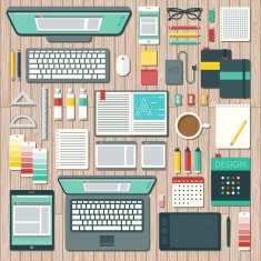 Overhead View of a Graphic Designer's Desk Space