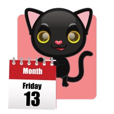 Cute black kitten with calendar