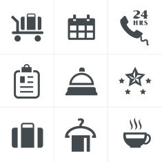 Hotel and Services Icons with White Background