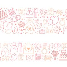 Seamless vector pattern borders of wedding icons