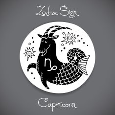 Capricorn zodiac sign of horoscope circle emblem in cartoon style N2