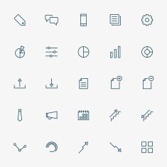 25 business and graph line icons
