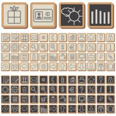 Retro business and office icons in two colors