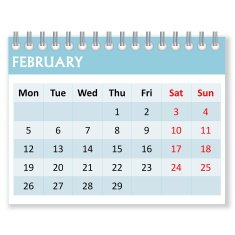 Calendar sheet for february N2