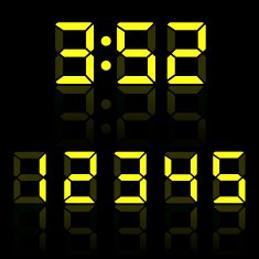 Yellow clock digits illustration N2
