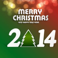 New year 2014 colorful for merry christmas tree vector illustration