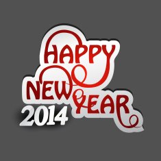 Beautiful happy new year 2014 stylish text colorful vector