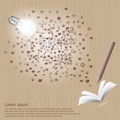 Light bulb with brown icons business