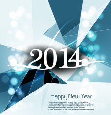 Vector Happy New Year 2014 blue colorful swirl wave