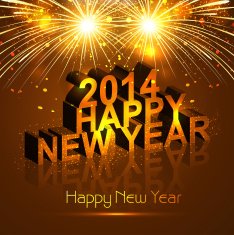 New Year 2014 reflection celebration colorful holiday card background vector
