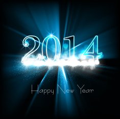 new year 2014 holidays greetings card swirl wave colorful vector