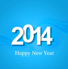 Happy New Year 2014 creative blue colorful background vector