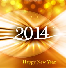 New Year 2014 colorful stylish holiday greeting card wave background