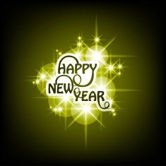 Happy New Year text shiny stars colorful background vector