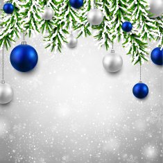 Christmas background with fir branches and balls N2