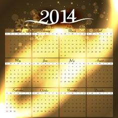 Simple 2014 colorful celebration calendar vector