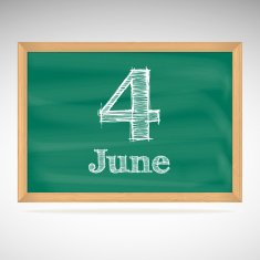 June 4 inscription in chalk on a blackboard
