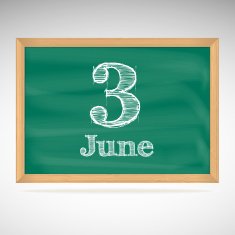 June 3 inscription in chalk on a blackboard