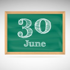 June 30 inscription in chalk on a blackboard