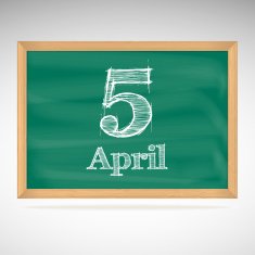April 5 inscription in chalk on a blackboard