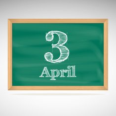 April 3 inscription in chalk on a blackboard