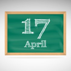 April 10 inscription in chalk on a blackboard