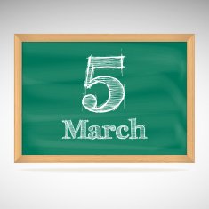March 5 inscription in chalk on a blackboard
