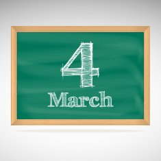 March 4 inscription in chalk on a blackboard