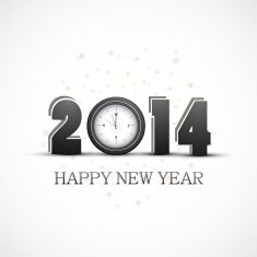 Vector 2014 Happy New Year celebration with watch design illustration