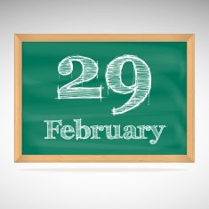 February 29 inscription in chalk on a blackboard