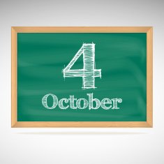 October 4 inscription in chalk on a blackboard