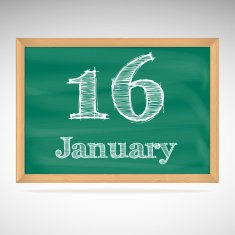 January 16 inscription in chalk on a blackboard