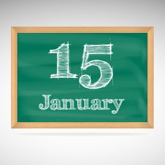 January 15 inscription in chalk on a blackboard