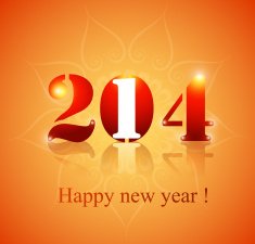 Beautiful celebration Happy new Year 2014 reflection colorful background illustration