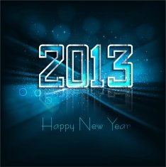 Reflection new year 2013 for shiny blue wave holiday vector