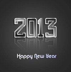 new year 2013 reflection metal vector background