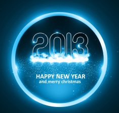 Happy new year 2013 circle blue colorful celebration background