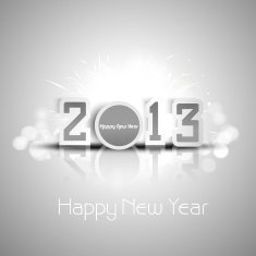 Happy new year 2013 reflection colorful vector