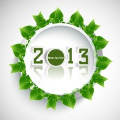 New year 2013 reflection green lives circle colorful whit background