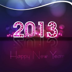 Happy new year 2013 reflection colorful background