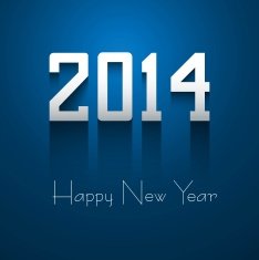 Happy New Year 2014 beautiful blue reflection colorful design vector