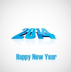 Happy new year 2014 blue colorful reflection vector