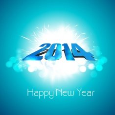 Happy new year stylish 2014 blue colorful celebration background
