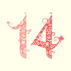 Valentine's Day fourteen ornate numbers