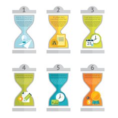 Numbered infographic design in sand clock forms