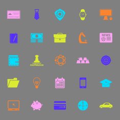 Businessman item color icons on gray background