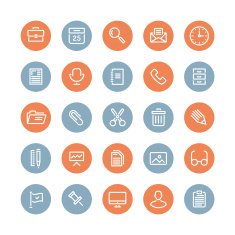 Simple office icon set on white background