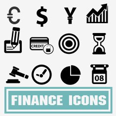 Financial icons clean vector N2