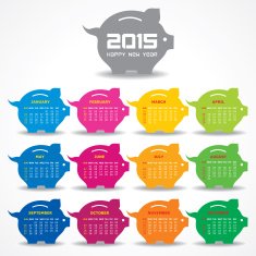Calendar of 2015 with piggy bank concept design