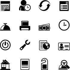 Silhouette reservation and hotel icons
